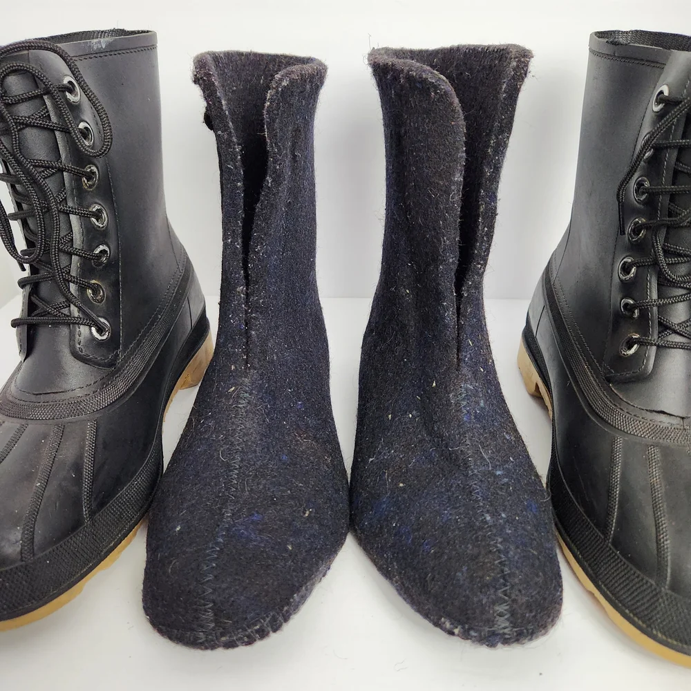 Bata Mens Size 11 Waterproof Rubber Duck Boots Felt Liners 9